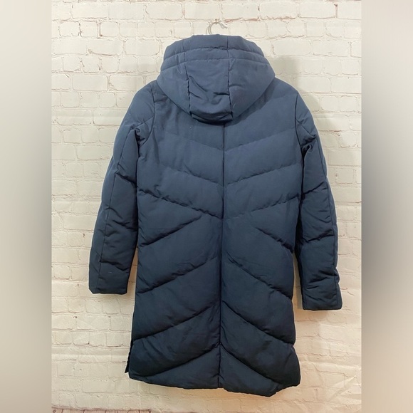 FRENCH CONNECTION Hooded Long Puffer Jacket Utility Navy Blue XSmall - Picture 4 of 15